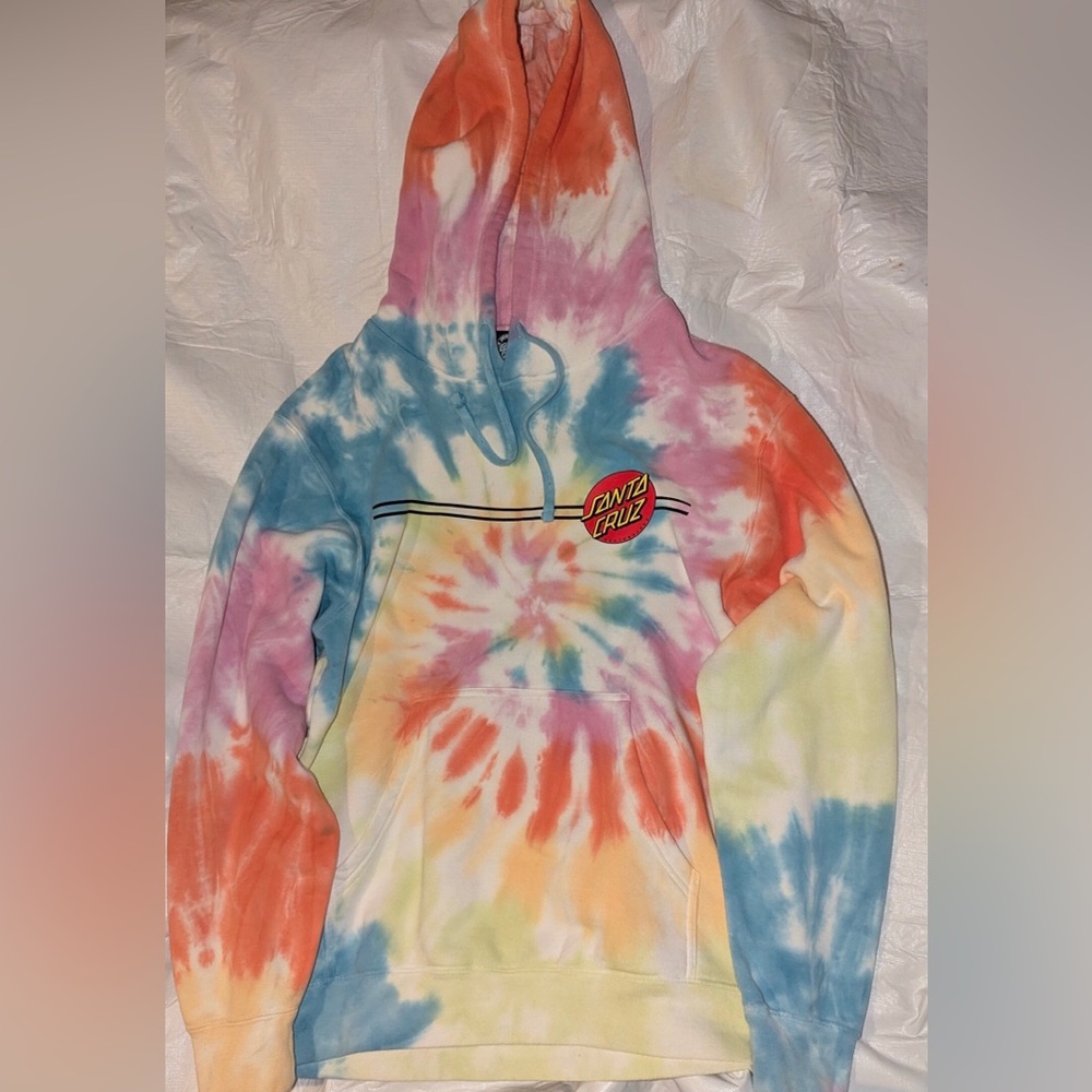 Santa Cruz Skateboarding Colorful Tie Dyed Hoodie Mens Size Large